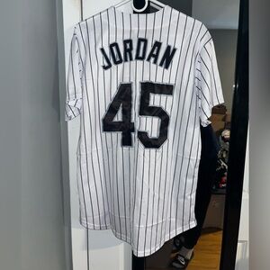 Men’s Michael Jordan Birmingham Barons White Pinstripe Baseball Jersey #45 NEW